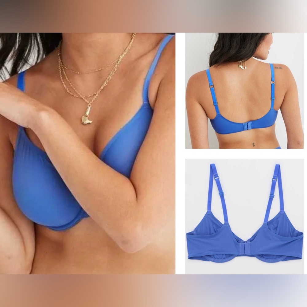 NWT Aerie 34B SMOOTHEZ Unlined Underwire Bra; Color: Blue Heaven